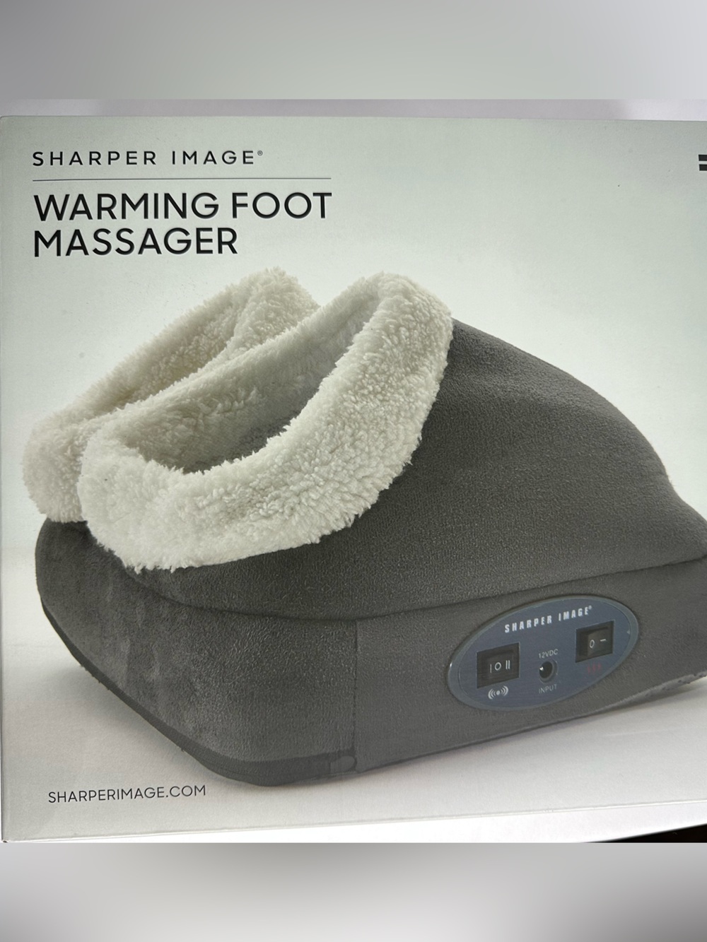 NIB Sharper Image Gray Foot Warmer with Cream Sherpa Lining